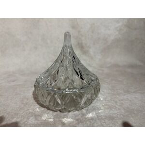 Godinger 1987 Crystal Glass Hershey Kiss Candy Dish Diamond Cut Clear with Cover